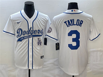 Chris Taylor With Patch Baseball Los Angeles Dodgers jersey