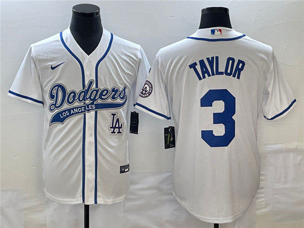 Chris Taylor With Patch Baseball Los Angeles Dodgers jersey