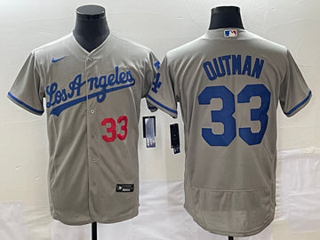 James Outman Los Angeles Dodgers gray jersey