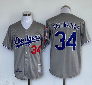Fernando Valenzuela Los Angeles Dodgers gray jersey