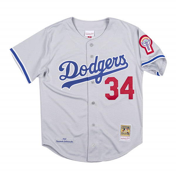 Fernando Valenzuela Los Angeles Dodgers grey jersey
