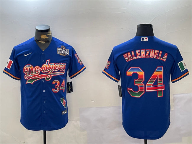 Fernando Valenzuela Los Angeles Dodgers royal jersey