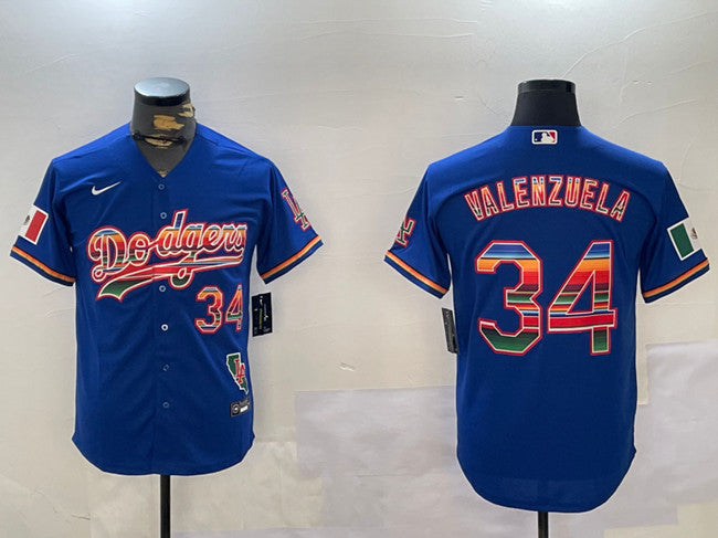 Fernando Valenzuela Los Angeles Dodgers royal jersey