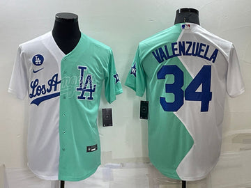 Fernando Valenzuela Los Angeles Dodgers white-green All-Star jersey