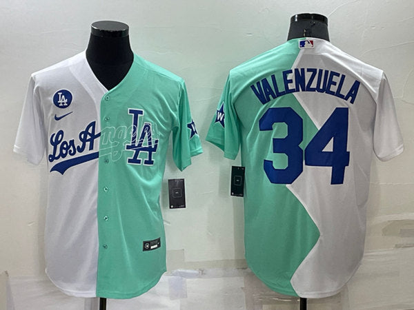 Fernando Valenzuela Los Angeles Dodgers white-green All-Star jersey
