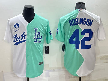 Jackie Robinson Los Angeles Dodgers white-green All-Star jersey