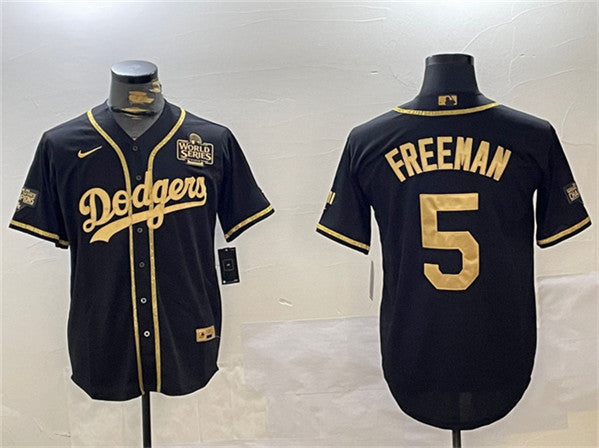 Freddie Freeman Los Angeles Dodgers black-gold jersey