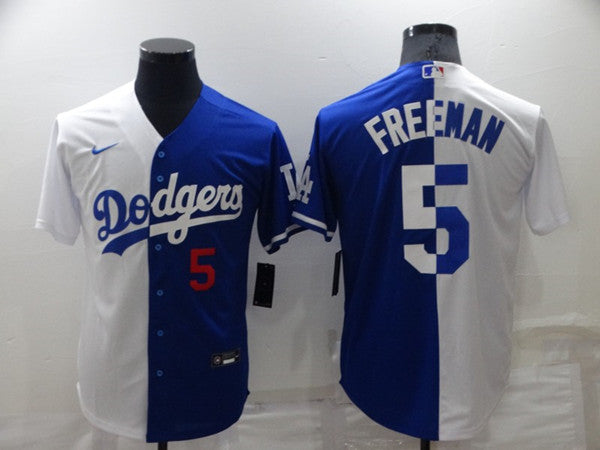 Freddie Freeman Los Angeles Dodgers white-blue Split jersey