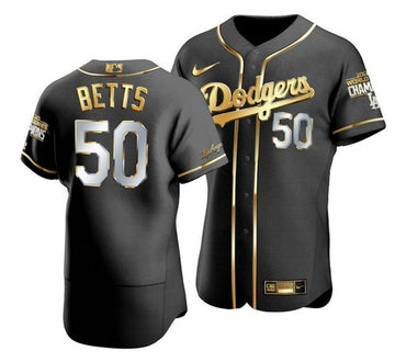 Mookie Betts Los Angeles Dodgers black-gold jersey