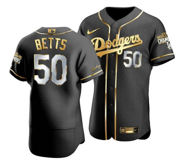 Mookie Betts Los Angeles Dodgers black-gold jersey