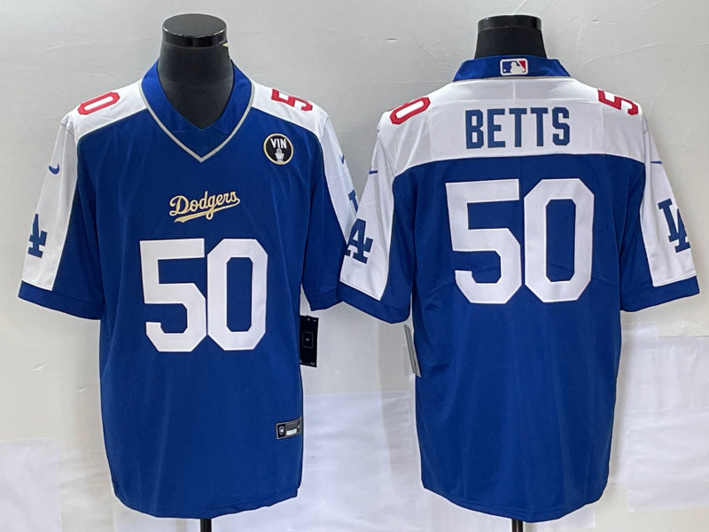 Mookie Betts Los Angeles Dodgers blue jersey