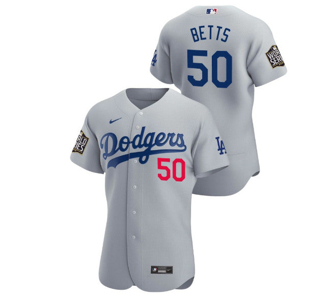 Mookie Betts Los Angeles Dodgers gray jersey