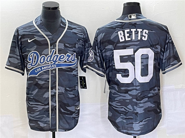 Mookie Betts Los Angeles Dodgers gray Camo jersey