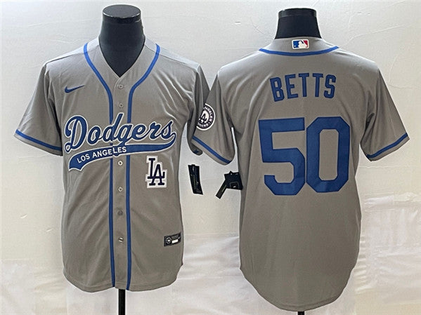 Mookie Betts Los Angeles Dodgers gray jersey
