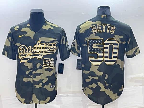 Mookie Betts Los Angeles Dodgers olive jersey