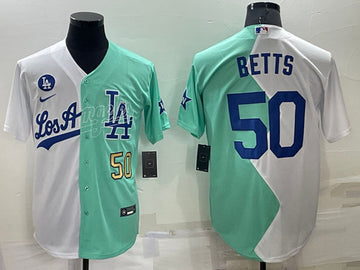 Mookie Betts Los Angeles Dodgers white-green All-Star jersey