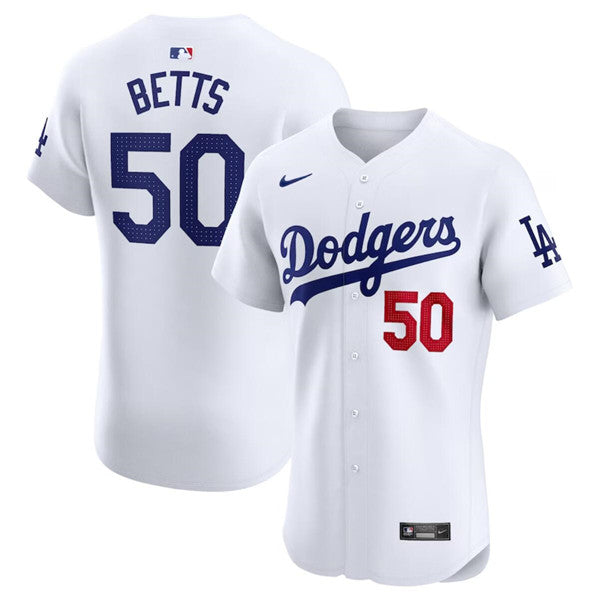 Mookie Betts Los Angeles Dodgers white Elite jersey