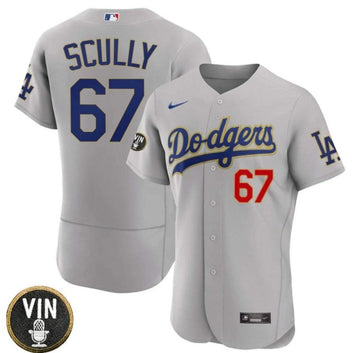 Vin Scully Los Angeles Dodgers gray jersey