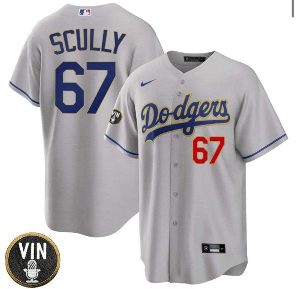 Vin Scully Los Angeles Dodgers gray jersey