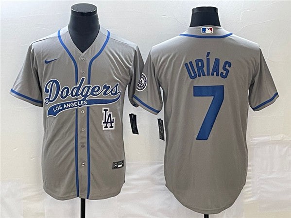 Julio Urias Los Angeles Dodgers gray jersey