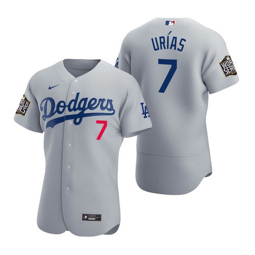 Julio Urias Los Angeles Dodgers grey jersey