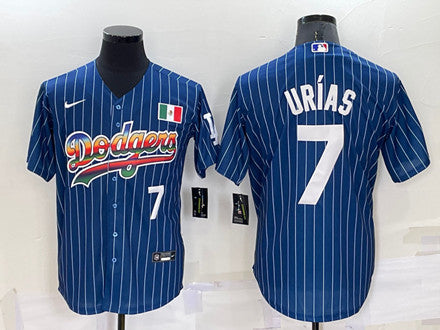 Julio Urias Los Angeles Dodgers navy jersey