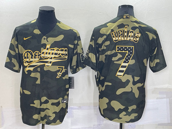 Julio Urias Los Angeles Dodgers olive jersey