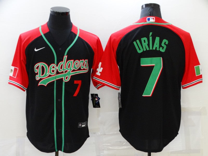 Julio Urias Los Angeles Dodgers red-black jersey