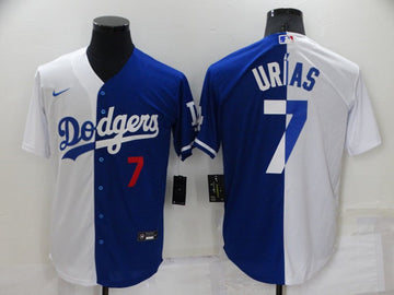 Julio Urias Los Angeles Dodgers white-blue Split jersey