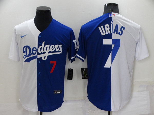 Julio Urias Los Angeles Dodgers white-blue Split jersey