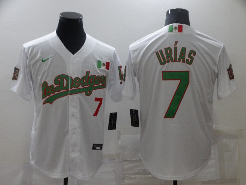Julio Urias Los Angeles Dodgers white-green jersey