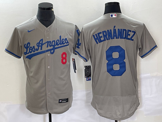Enrique Hernandez Los Angeles Dodgers gray jersey