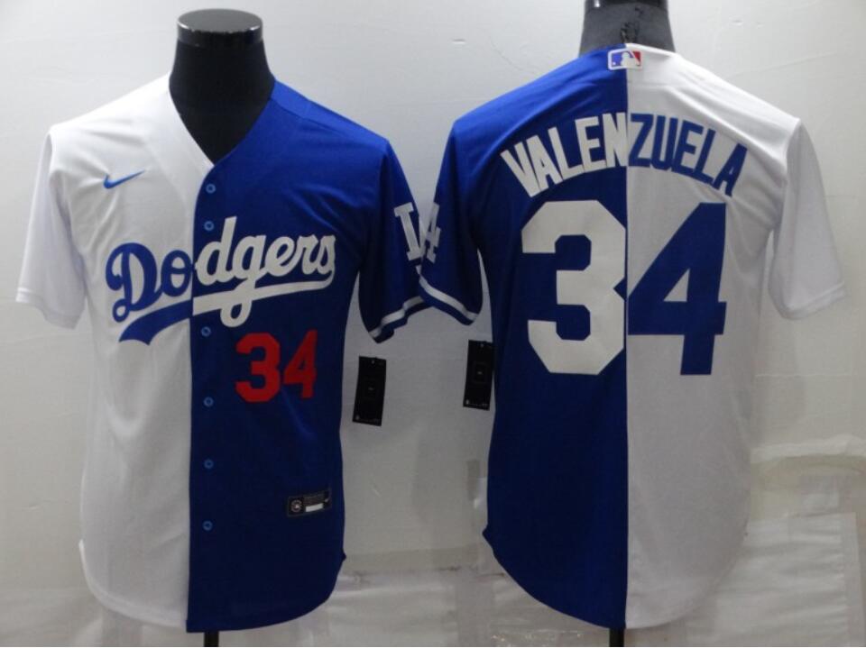 Custom Los Angeles Dodgers white-blue Split jersey