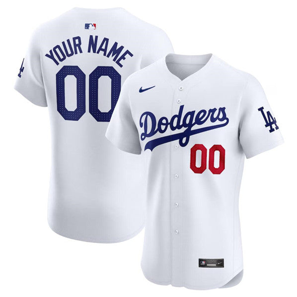 Custom Los Angeles Dodgers white Elite jersey