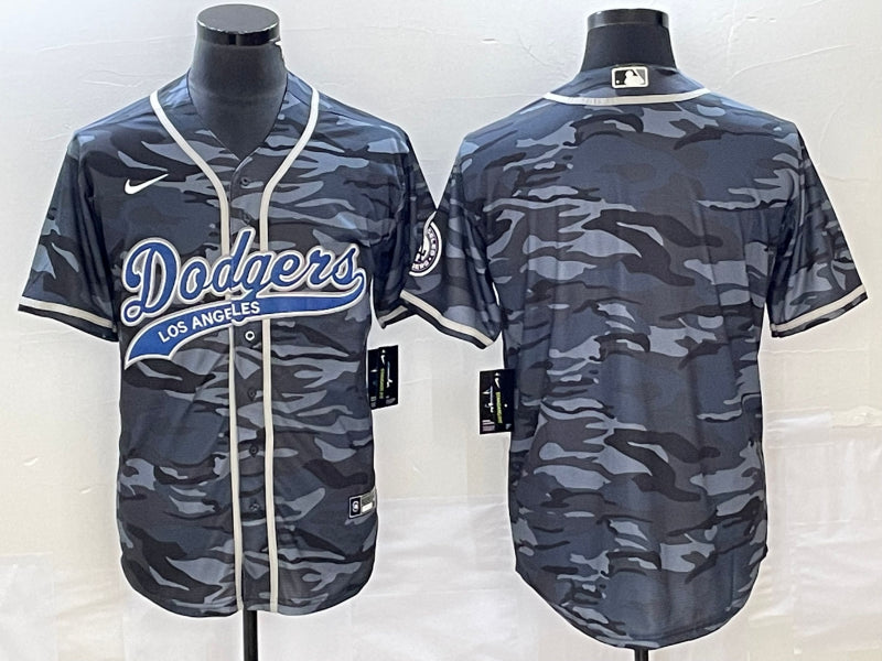 Custom Los Angeles Dodgers gray Camo jersey