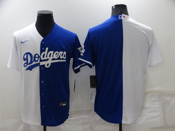 Custom Los Angeles Dodgers white-blue Split jersey