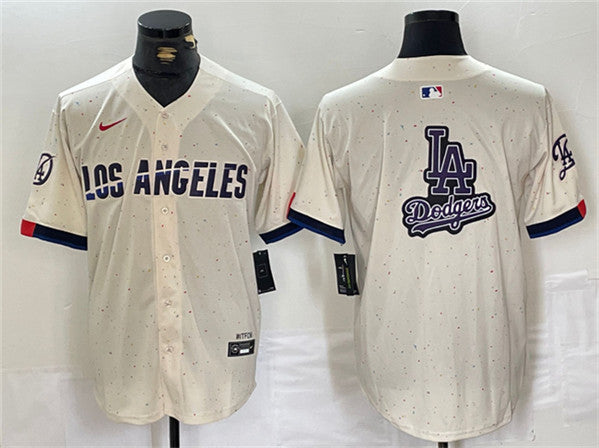 Team Big Logo Los Angeles Dodgers cream jersey