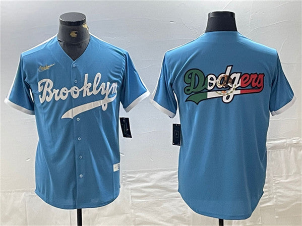 Team Big Logo Los Angeles Dodgers blue Throwback jersey