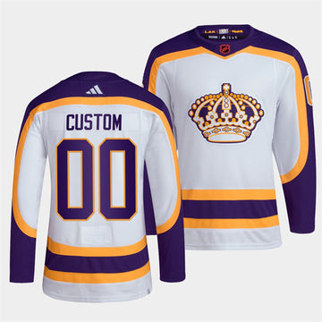 Custom Los Angeles Kings white Reverse Retro jersey