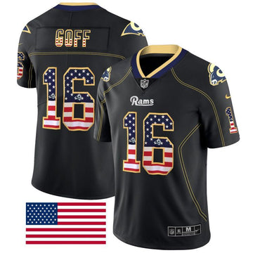 Jared Goff Los Angeles Rams black Color Rush jersey