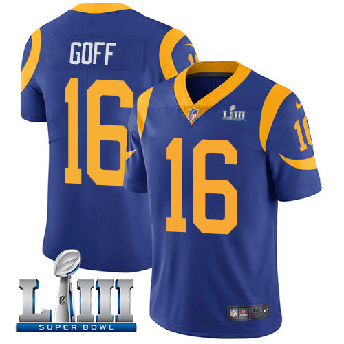 Jared Goff Los Angeles Rams royal jersey