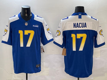 Puka Nacua Los Angeles Rams blue-white FUSE jersey