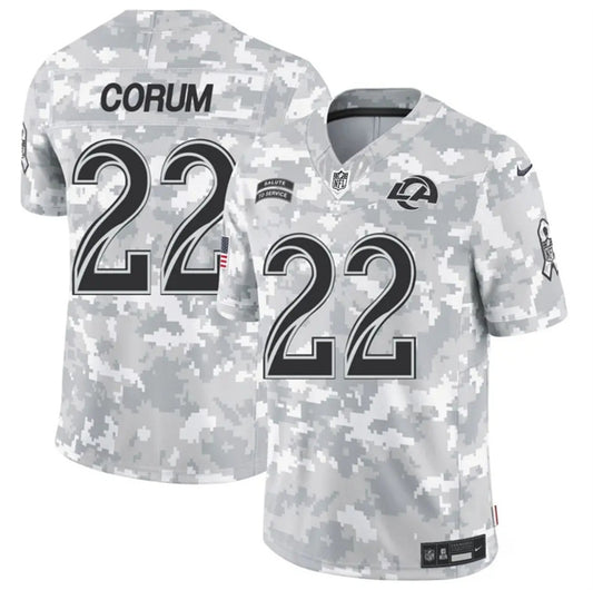 Los Angeles Rams #22 Blake Corum Arctic Camo 2024 FUSE Salute to Service Jersey