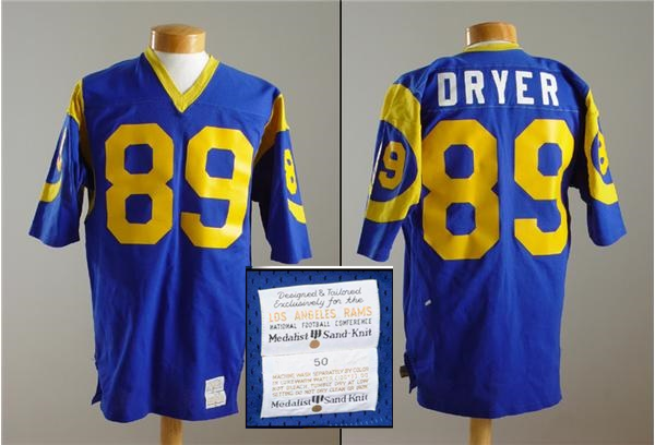 Fred Dryer Los Angeles Rams blue jersey