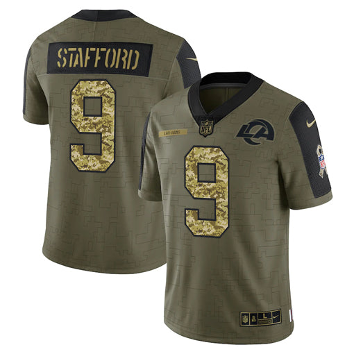 Matthew Stafford Los Angeles Rams olive Salute To Service jersey