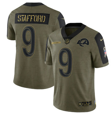 Matthew Stafford Los Angeles Rams olive Salute To Service jersey