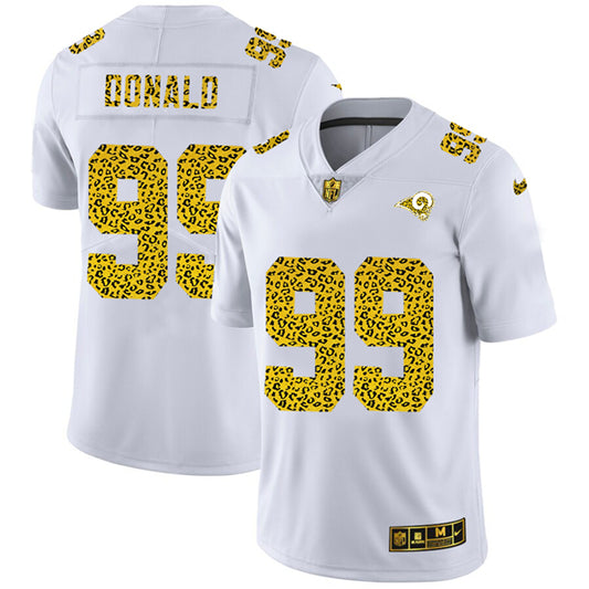 Los Angeles Rams #99 Aaron Donald 2020 White Leopard Print Fashion Jersey
