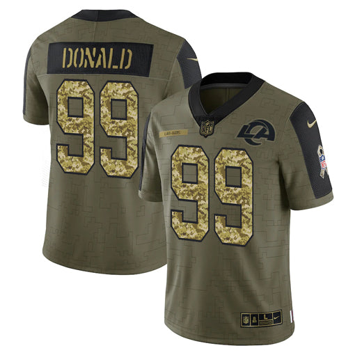 Aaron Donald Los Angeles Rams olive Salute To Service jersey