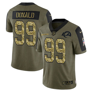 Aaron Donald Los Angeles Rams olive Salute To Service jersey