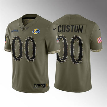 Custom Los Angeles Rams olive Salute To Service jersey
